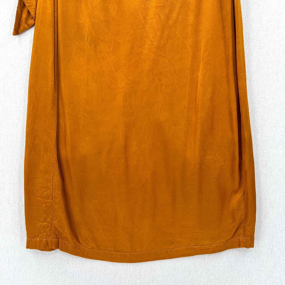 ENZA COSTA Hammered Satin Wrap Slip Skirt Women Medium Saffron Lightweight Midi - Picture 8 of 16